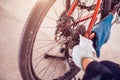 Biker lubricating oil for bicycle chains, Close-up