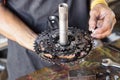 Bicycle maintenance Royalty Free Stock Photo