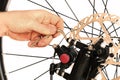 Bicycle Maintenance- Repairing the Disc Brakes on a Mountain Bike Royalty Free Stock Photo