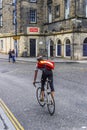 Bicycle messenger on a city street