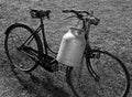 old bicycle of a milkman with black and white effect
