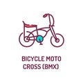 Bicycle moto cross BMX color line icon. Extreme kind of sport. BMX events can either be competitive racing or freestyle. Pictogram