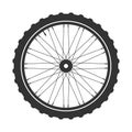 Bicycle mtb wheel symbol,vector. Bike rubber, mountain tyre with valve. Fitness cycle,mountainbike. Royalty Free Stock Photo