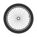 Bicycle mtb wheel symbol,vector. Bike rubber, mountain tyre with valve. Fitness cycle,mountainbike. Royalty Free Stock Photo