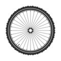 Bicycle mtb wheel symbol,vector. Bike rubber, mountain tyre with valve. Fitness cycle,mountainbike.