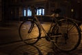 Bicycle on the night rainy street in Ostend, Belgium Royalty Free Stock Photo