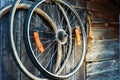 Bicycle old wheels Royalty Free Stock Photo