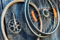 Bicycle old wheels Royalty Free Stock Photo