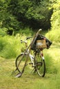 Bicycle and several gardener tools