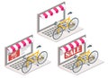 Bicycle online 3d isometric vector illustration