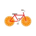 Bicycle with orange slice wheels flat design