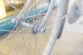 Bicycle painted white standing on the street