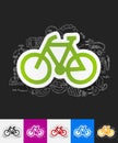 Bicycle paper sticker with hand drawn elements Royalty Free Stock Photo