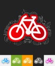 Bicycle paper sticker with hand drawn elements Royalty Free Stock Photo