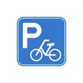 Bicycle park area sign in blue square frame Royalty Free Stock Photo