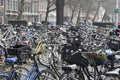 Bicycle park in Liesdplein Amsterdam.