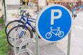 Bicycle park sign Royalty Free Stock Photo