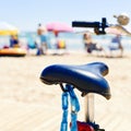 Bicycle parked next to the sea