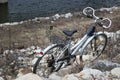 Bicycle parked on the rocks