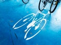 Bicycle parking area with bike pictogram symbol on ground