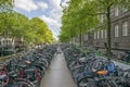 Bicycle Parking Boat On The Zieseniskade Street Amsterdam The Netherlands 2019