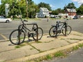 Bicycle Parking in a Commuter Parking Lot Royalty Free Stock Photo