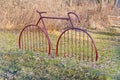 Bicycle parking in the form of a red bike Royalty Free Stock Photo