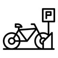 Bicycle parking icon outline vector. Bike park Royalty Free Stock Photo