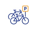 Bicycle parking line icon. City bike transport sign. Vector Royalty Free Stock Photo