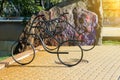 Metal parking in the form of a bicycle Royalty Free Stock Photo