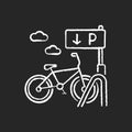 Bicycle parking rack chalk white icon on black background