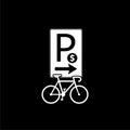 Bicycle parking rack glyph icon isolated on dark background Royalty Free Stock Photo