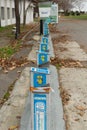 Bicycle parking for rent Burgas municipality  everywhere in the city but mostly in the area of the park near Black sea Royalty Free Stock Photo