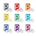 Bicycle parking sign. Set icons colorful Royalty Free Stock Photo