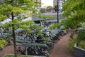 Bicycle parking solution in center of Rotterdam, Nederlands. Royalty Free Stock Photo