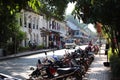 Bicycle parking street scene at Luang Prabang Laos