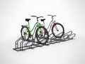 Bicycle parking for ten hairpieces with two hairpieces parked isolated 3d render on gray background with shadow Royalty Free Stock Photo