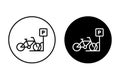 Bicycle parking vector icon set. Parking sign with bike in circle Royalty Free Stock Photo