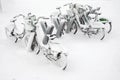 Row of bicycles covered with snow Royalty Free Stock Photo