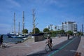 The bicycle path along Toronto`s downtown lakefront