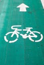 Bicycle path or Bicycle signs on the road. Royalty Free Stock Photo