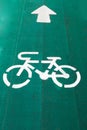 Bicycle path or Bicycle signs on the road. Royalty Free Stock Photo