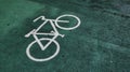 Bicycle path. Bicycle symbol on street. Royalty Free Stock Photo