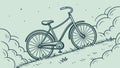 Bicycle on Path Through Fields, Countryside Ride, vector design Generative AI Royalty Free Stock Photo