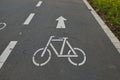 Bicycle path marking in Neuss, Germany guiding cyclists along the road Royalty Free Stock Photo