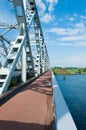 Bicycle path on an old steel bridge Royalty Free Stock Photo