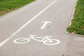 Bicycle path sign on asphalt, direction sign for bicycles. Traffic Laws Royalty Free Stock Photo