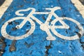 Bicycle path sign featuring a bicycle symbol indicating safe cycling route ahead Royalty Free Stock Photo