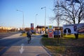 Bicycle path by street Royalty Free Stock Photo