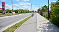 Bicycle path and street in suburbian Warsaw Wawer